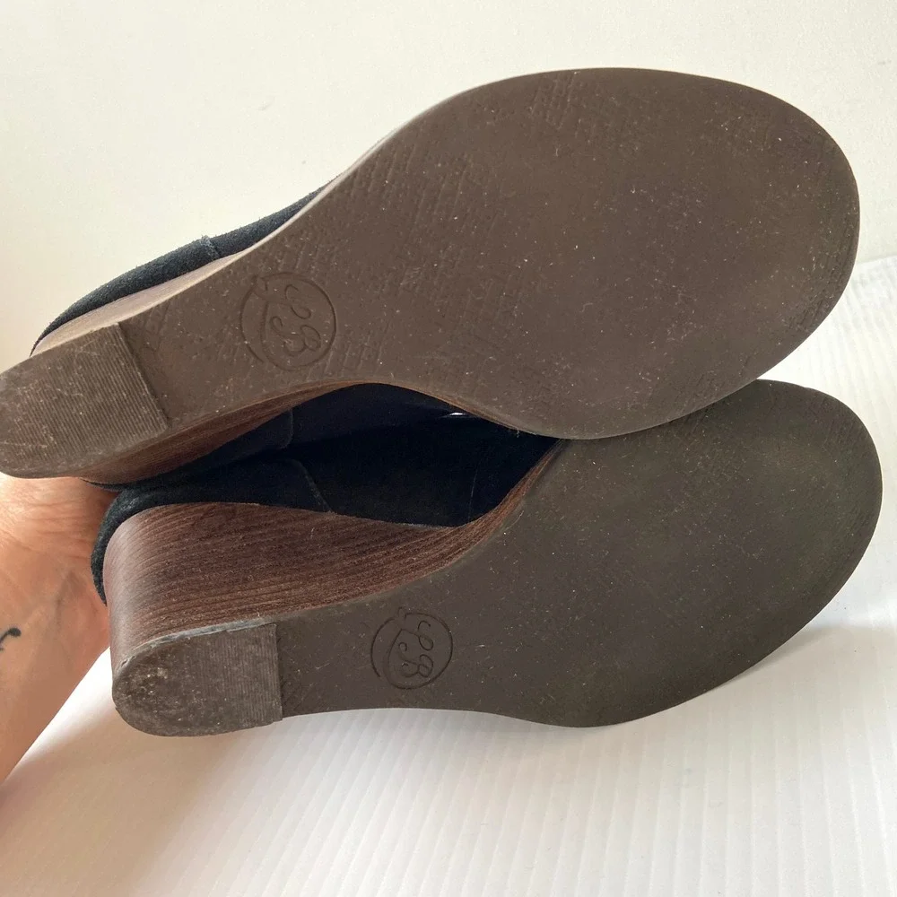 Lucky Brand Ysabel Wedge Bootie Black Suede Womens‎ 8.5